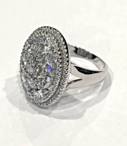 JCL CUBIC ZIRCONIA CZ OVAL RHINESTONE STERLING SILVER 925 COCKTAIL RING SZ 8 LN - Picture 1 of 15