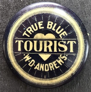 C. 1890 Pulsante Borchia Bavero Pubblicità Bicicletta Turistica Vero Blu - Foto 1 di 3