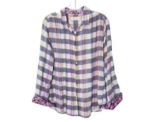 Camisa Isabella Sinclair Anthropologie Mujer Pequeña Crema Púrpura Peekaboo Encaje - Imagen 1 de 14