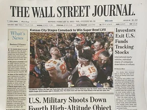 PATRICK MAHOMES KC CHIEFS SUPER BOWL LVII CHAMPS WALL ST WSJ NEWSPAPER 2/13/23 - Picture 1 of 2