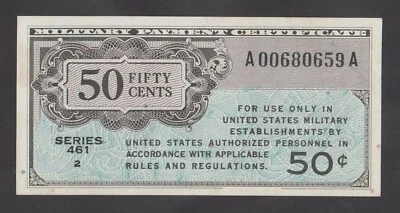 🔴 USA  50 Cents 1946 aUNC  PM4  MPC  Ser. 461   PP 4 FIRST PRINTING🔴HIGH GRADE - Image 1 of 2