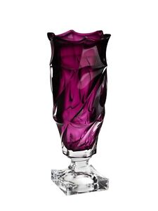 Crystal Glass Footed Vase 15" Centerpiece Flower Vase Purple Bohemia Crystal New