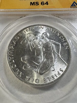 1972-D Germany 10 Marks Olympic Athletes Commemorative Graded MS 64 by ANACS - Image 1 of 4