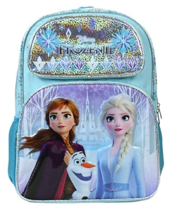 Frozen II Backpack Anna Elsa Olaf Blue Purple 16" Girl's Book Bag - Picture 1 of 4