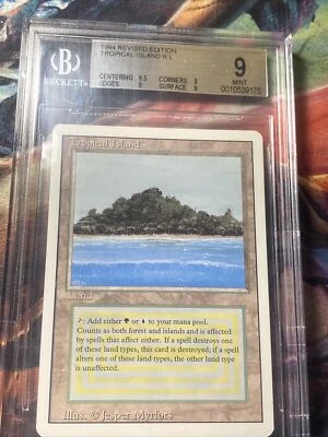 Tropical Island x1 mtg Revised BGS Beckett Grade Services 9 Quad+ 9.5/9/9/9 Mint - Image 1 of 3