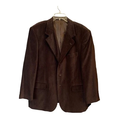 Stacy Adams Men’s Vintage Velour Black Pinstripe Sport Coat Blazer 44S 3 Button - Image 1 of 4