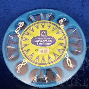 ►AMICASA◄STENDINO ROTONDO SALVASPAZIO AZZURRO CON 18 MOLLETTE PER CASA CAMPER - Imagen 1 de 6