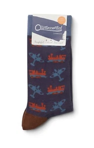 QUINTESSENTIAL Socks Planes Steam Train Trains Mens Men Boys 8-11 Christmas Gift - Picture 1 of 12