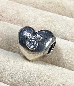 Pandora Silver Heart Mickey Charm VGC 791453 CZ Cute Birthday Gift Xmas  - Picture 1 of 8