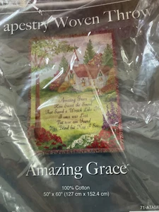 Amazing Grace Inspirational Tapestry Woven Throw Blanket 100% cotton 50"x60" NIP - Picture 1 of 6
