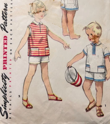 1950s  Simplicity 1150 Vintage Sewing Pattern Beach Fun Shorts Top Classic 1950s - Image 1 of 4