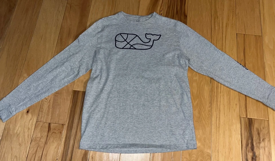 VINEYARD VINES BOYS GRAY BASKETBALL WHALE TEE SHIRT SIZE 18 EXCELLENT COND LD5 - Image 1 of 4