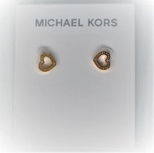 Michael Kors Studs MKJ7596791 Rose Gold Branded Heart Stud Earrings - Picture 1 of 3