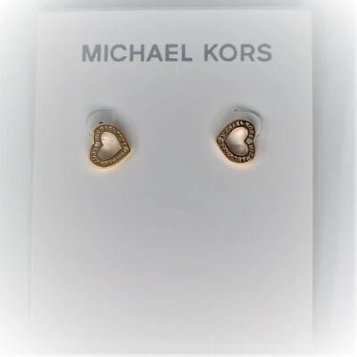 Michael Kors Studs MKJ7596791 Rose Gold Branded Heart Stud Earrings - Image 1 of 3