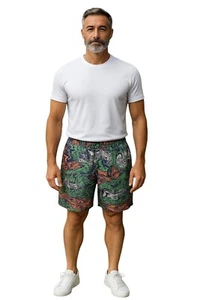 MOSCHINO COUTURE- Multi Color Silk Print Shorts,Waist 32 - Picture 1 of 6