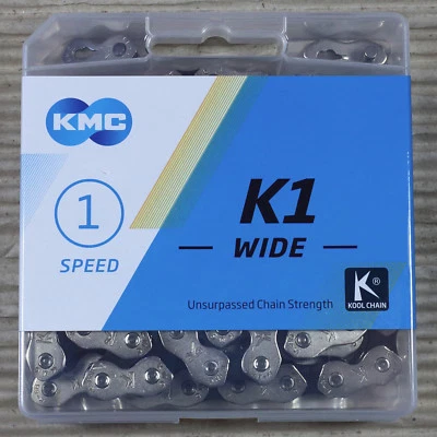 KMC KETTE KMC K1 Wide Silber/Schwarz 1/2 x 1/8" 110 Glieder Bolzenlänge 9,4 mm - Bild 1 von 2