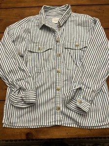American Eagle Shirt Oversized Fit Womens S Blue White Stripe Button Up Top - Picture 1 of 12