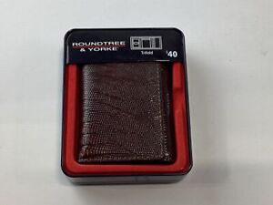 Mens Roundtree & Yorke Brown Tri-fold Leather Wallet NEW
