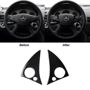 Carbon Fiber Steering Wheel Button Trim For Mercedes-Benz C Class W204 2007-2010 - Picture 1 of 12