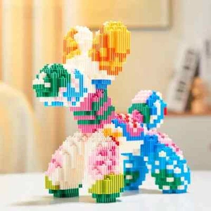 1xColorful Balloon Dog Micro Building Blocks Animal Model For Desktop Decoration - Picture 1 of 11