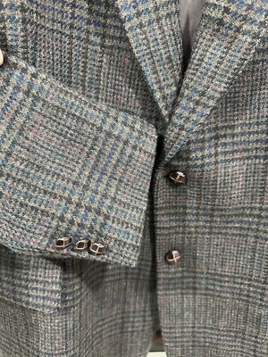 Blazer Boston Traders 46L Marrón Lana Tweed Abrigo Deportivo Madrás Cuadros Ventana Foto 1 de 4