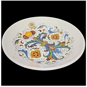 Ceramica Cuore Pasta Bowl 9" Inch White Blue Yellow Scrolls Floral Italian Italy - Picture 1 of 13