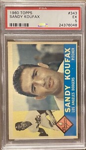1960 Topps SANDY KOUFAX PSA 5 #343 Dodgers HOF