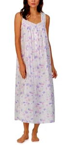 Eileen West Sleeveless Garden Foral 100% Cotton Lawn Ballet Nightgown Gown M - Picture 1 of 4