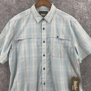 Camicia Howler Bros uomo a quadri blu Heed The Call a quadri manica corta con bottoni - Foto 1 di 20