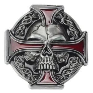 Iron Cross & Skull Biker Motorcycle Bike Belt Buckle Biker Gear Mens Gift - Picture 1 of 3