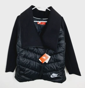 Nike Tech Fleece Aeroloft Cape Jacket L Black Down Coat Girls NEW i - Picture 1 of 5