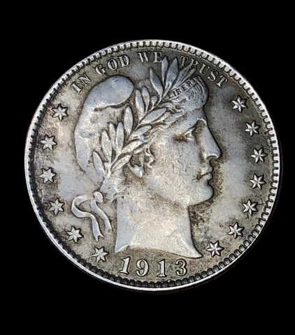 1913-P Silver Barber Quarter XF Details Coin Cover