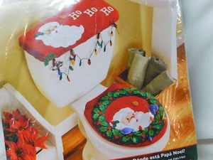 2007 BUCILLA Christmas Felt Bath Bathroom Ensemble KIT #85451 PEEK-A-BOO SANTA - Picture 1 of 5
