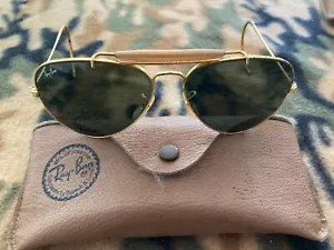 Vintage Bausch & Lomb USA Ray-Ban Sunglasses Gold Aviator Frames - 'Outdoorsman' - Picture 1 of 4