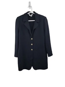 St. John Collection Marie Gray Vtg Knit Blazer Jacket Sweater - Size 4 - Black - Picture 1 of 14