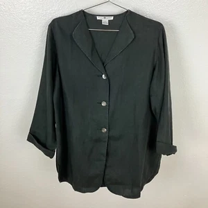 Echt Stoff Saks Fifth Avenue Leinen Sakko Gr. P schwarz Lagenlook Strand Freizeit - Bild 1 von 8