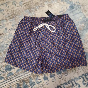 INC Men's Bicho Geometric Print Swim Shorts Blue Size Medium - Picture 1 of 6