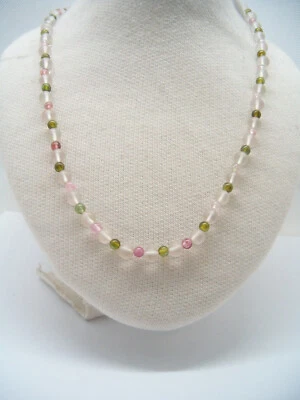 Collana con TORMALINE E QUARZI e chiusura in argento 925 - girocollo pietre dure - Immagine 1 di 4