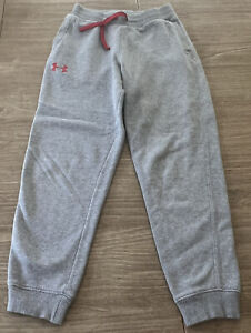 Under Armour Jogger Sweatpants Gray/Red Logo Boy’s Med COLDGEAR-Back To School
