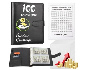 100 Envelopes Money Saving Challenge Binder, A5 Money Saving Challenges Book, Sa - Picture 1 of 8