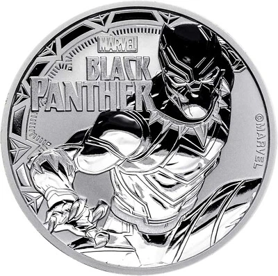 2018 $1 Tuvalu Marvel Comics BLACK PANTHER 1 Oz Silver BU Coin. - Image 1 of 3