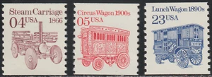 US 1990-95 SC# 2451, 2452, 2464 - Steam Carriage - Circus Wagon - Lunch M-NH#A52 - Picture 1 of 2
