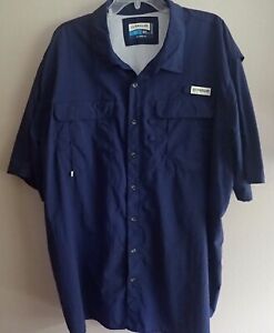 Magellan Fishing Shirt 2XL-T Button Up Short Sleeve Breathable Blue Men's