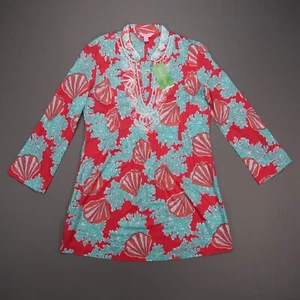 Lilly Pulitzer Shirt Womens Extra Small Red Blue Sarasota Tunic Coralina XS NWT - Picture 1 of 10