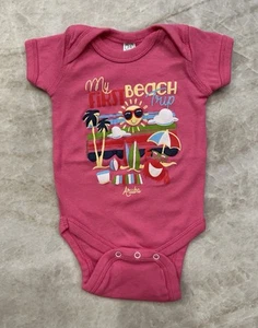 My First Beach Trip Aruba Rabbit Skins Girls Pink Short Sleeve Bodysuit 6 Months - Picture 1 of 2