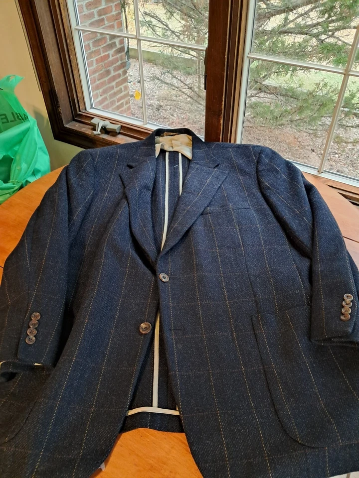 Vintage Paul STUART II Windowpane Check Sport Coat Mens 48 Tall - Image 1 of 4