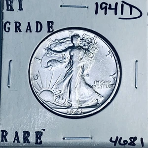1941 D LIBERTY WALKING SILBER HALF DOLLAR HOHE QUALITÄT US-PRÄGEANSTALT SELTENE MÜNZE 4681 - Bild 1 von 3
