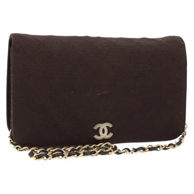 Auténtico bolso de hombro Chanel Matelasse cadena algodón marrón dorado CC bs28855 Foto 1 de 4