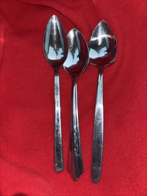 3 colheres de frutas cítricas serrilhadas de aço inoxidável vintage Japão Taiwan EUA - Imagem 1 de 4