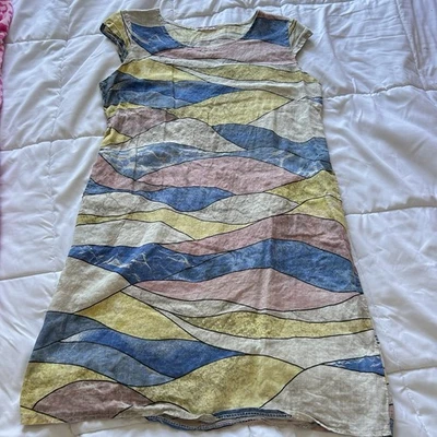 Vintage 90s Y2K Realize Womens Size XXL Linen Blend Waves Abstract Pockets Beach - Image 1 of 4